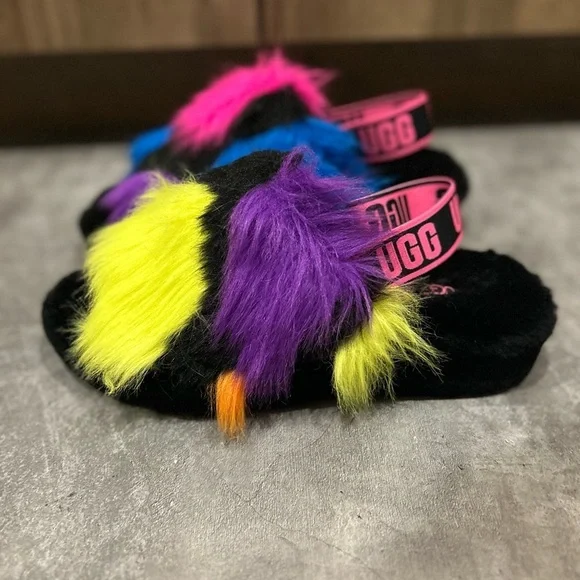 UGG Fluff Yeah Party Spots Slippers size 10 NWT - Picture 4 of 11
